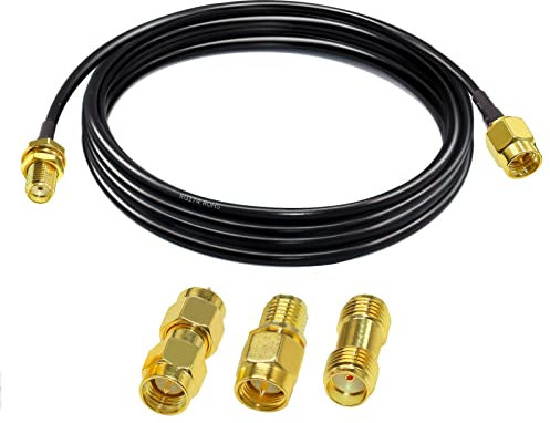 TUOLNK RG174 SMA Coax Cavo SMA Maschio a SMA Femmina RF Cavo coassiale 6,6 piedi (2m) + 3 adattatori SMA Radio Ham, Antenna 3G 4G LTE Attrezzature SDR, ADS-B, GPS