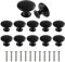 QINGHEC 12 Pcs Black Drawer Handles, Round Kitchen Cabinet Knobs, Metal Handles with Screw, Retro Black Knobs for Drawer and Wardrobe