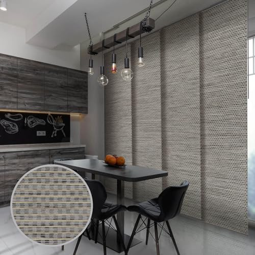 GoDear Design Adjustable Sliding Panel Track Vertical Blinds, Sliding Door Blinds, Patio Door Blinds, Window Blinds, Extendable Track from 45.8 to 86 W, Trimmable Panel Curtains Up to 96, Komorebi