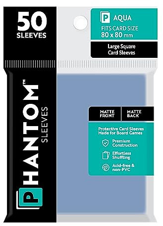 Phantom Sleeves: Aqua Size (80 mm x 80 mm) – matt/matt (50) (kompatibel mit: großen, quadratischen Kartenhüllen)