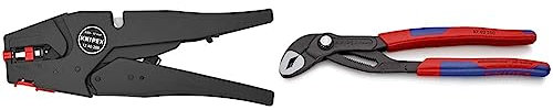 Knipex Selbsteinstellende Abisolierzange 200 mm 12 40 200 EAN & Cobra®, Wasserpumpenzange | Rohrzange mit 2K-Griffen, Chrom-Vanadium, Rostschutz atramentiert, 250 mm, 87 02 250