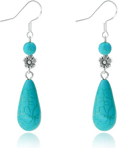 GLLBTPT Türkis Ohrringe 925 Sterling Silber für Frauen Tropfen Ohrringe Modeschmuck für Frauen (Wassertropfen)