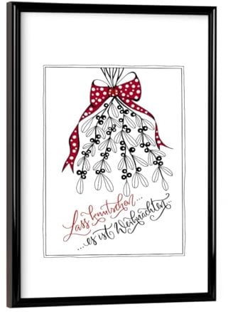 artboxONE Poster mit schwarzem Rahmen 18x13 cm Weihnachten Lass Knutschen - Typo - Bild Weihnachten