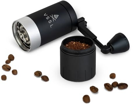 VSSL Java G25 Coffee Manual Coffee Grinder, Up To 25 Gram Capacity, Stainless Steel Conical Burr, Black