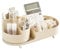 SunshineFace Makeup Organiser Storage Cosmetics Organiser 360°Rotating Makeup Organizer Brush Holder Multifunction Skincare Organiser Box for Dressing Table Bedroom, Cream White