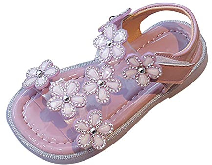 LOIJMK Ragazze Principessa Sandali Estivi Bambino Bambino Sandali Estati Leggero Traspirante Strass Fiocco Ragazza Sandali Spiaggia Eva 38, Lilla, 34 EU