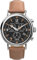 Timex Waterbury Chronograph Herren-Armbanduhr, 41 mm, braunes, zweiteiliges Lederarmband mit Schnellverschluss, schwarzes Zifferblatt, silberfarbenes Gehäuse TW2W84500