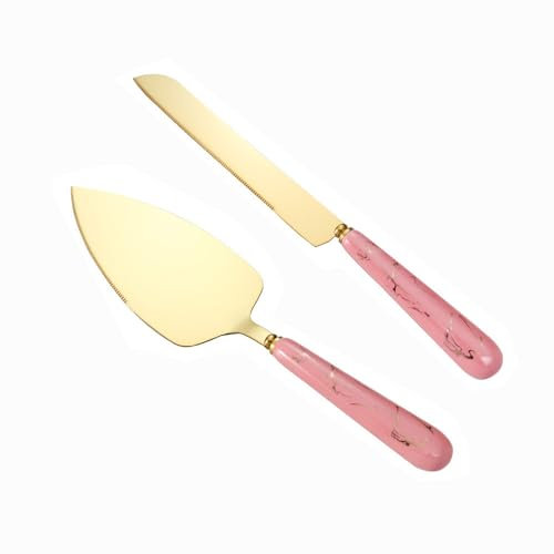 Manico in Ceramica Coltello in Acciaio Inossidabile Pala Pala Per Torta Confezione Regalo Set Da 2 Pezzi Strumenti Di Cottura Creativi Coltello Da Formaggio Coltello Da Burro Pala (Rosa)