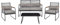 Lounge Set Metall schwarz 4-Sitzer Auflagen grau Pomonte