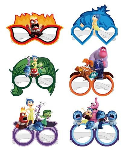 MC TTL 12Pcs Inside Out 2 Glasses Mask Party Favors Cute Themed Party Supplies Character Cosplay Dress up Props Birthday Gift for Fans Kids