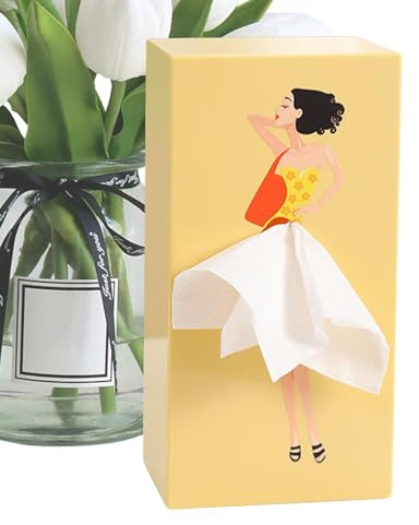 Taschentuchbox Mit Fliegendem Rock, Retro Mädchen Taschentücher Box Moderner Und Dekorativer Taschentuchspender Tücherbox Für Esszimmer Badezimmer Schlafzimmer Auto Büro, 9x13x25.5cm