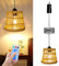 Rattan Lampe, Boho Lampe Hängeleuchte, Hängelampe Mit Fernbedienung, E27 Pendelleuchte, Deckenlampe Hängend 1m Textilkabel,Geeignet Für Schlafzimmer, Restaurants Und Außenbereiche