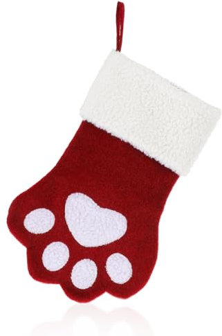COMNICO Weihnachtsstrumpf, Personalisierter Weihnachtssocke Haustierpfoten-Stil für Hunde und Katzen, Individuell bestickter Weihnachtsstrumpf zum Aufhängen, Weihnachtsdekoration für Hunde