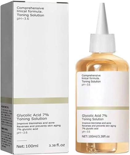 QPASRLAL Gewöhnlicher Toner mit 7% Glykolsäure, Toner mit 7% Glykolsäure spendet Feuchtigkeit, Toner mit Glykolsäure, reduziert Hautunreinheiten, Gesichtspeeling, glättet die Hautstruktur