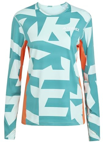 adidas Women's Multi Synthetic Base Layer Long Sleeve, Semi Flash Aqua/Semi Impact Orange, S