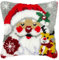 Santa Claus Reindeer Christmas Latch Hook Kits for Adults Kids, Beginners DIY Latch Hook Pillow Kit Pre-Printed Latch Rug Kits Cross-stitch Embroidery Cushion for Home Sofa Decoration 17x17 in.