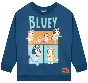 Bluey Jumper | Boys Sweatshirt | Heeler Family Boys Crew Neck Jumper |Blue 7-8 Years