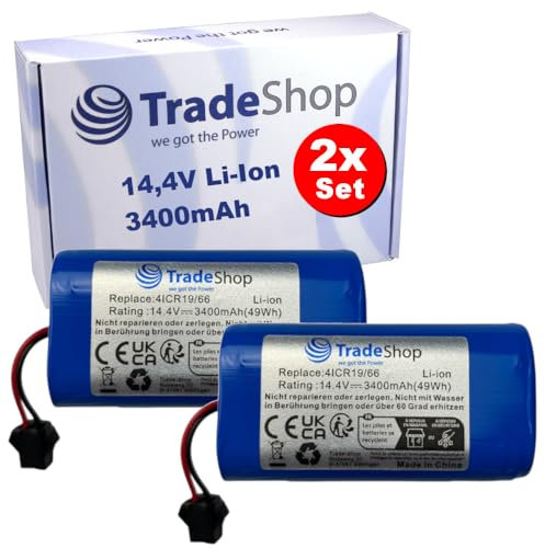 2X Trade-Shop Li-Ion Akku 14,4V 3400mAh kompatibel mit Eufy RoboVac 11c, 12, 15T, G10 Hybrid, G15, G20 Hybrid, G30 Edge, G30 Hybrid, G30 Verge