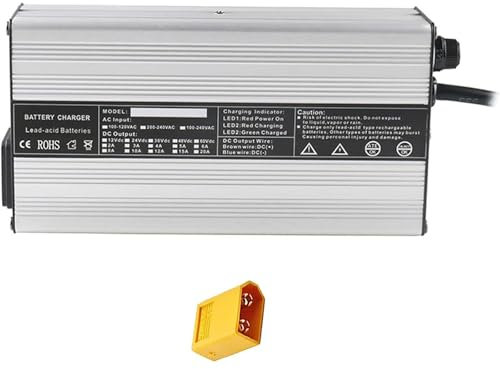 240W Chargeur de Batterie de Voiture 12V 10A/24V 7A/36V 5A/48V 4A/60V 3A/72V 2.5A,chargeurs de Batteries au Plomb,pour Voitures,camions,tondeuses à Gazon,Bateaux,Batteries Marines(Plug H,72V 2.5A)