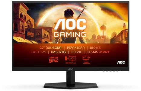 AOC Gaming 24G42E - Moniteur Full HD 24 , 180 Hz, 1 ms, FreeSync Prem, G-Sync comp, HDR10 (1920 x 1080, 1 x HDMI 2.0, 1 x DisplayPort 1.4), Noir
