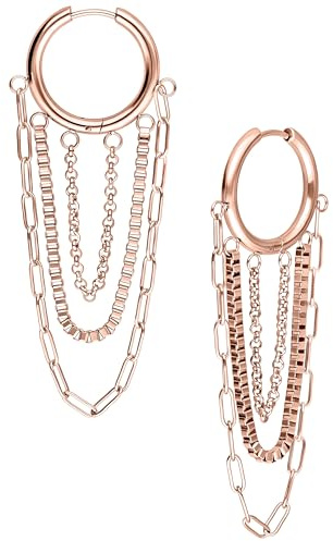 Wildcat Ohrringe - Multilayer Chain Hoops Pair | Chirurgenstahl 316L - hautverträglich, langlebig, wasserfest