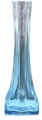 Blumenvase aus geblasenem Glas, 20,8 cm, mit einem Stiel, schmale Taille, Blumenvase, dekorative Glasvase, Flasche, schmale Blumenvase für Zuhause, Hochzeit, Tafelaufsatz, Dekoration (blau)