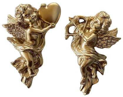 Ioensy 2 Figuras de ángeles para Colgar en La Pared, Querubines Y Cupidos. Decoración Ligera Y Encantadora para El Dormitorio.
