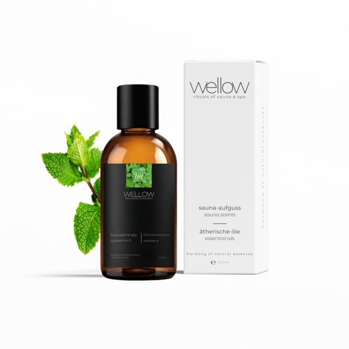 wellow® Ätherisches Öl Krauseminze 100% naturrein – mild-frisches Minzaroma für Diffuser, Aromatherapie, Sauna & Spa, Infrarotkabine & Ölverbrenner – in Glasflasche mit Tropfeinsatz