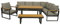 DEGAMO Funktions Eckbankset Diningset Kampala 4-teilig, Aluminium anthrazit + Akazie, Polster Mittelgrau, mit Liegefunktion, Outdoor