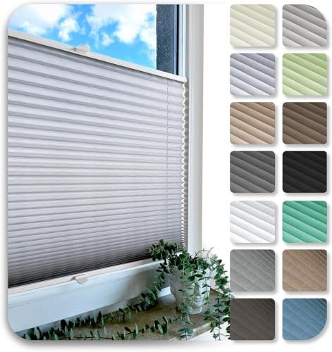 Rollmayer Plissee nach maß, Plissee mit Bohren, 14 Farben, 3 Profilfarben,Höhe 50-149 cm, Breite: 25cm-120cm, Plisseerollo Faltrollo Sichtschutz und Sonnenschutz für Fenster und Tür