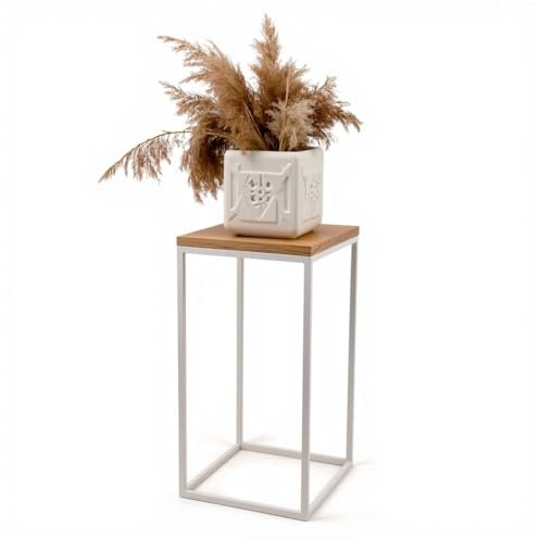 FRAMADO – Support de Plantes Craft en Métal Blanc – 24x24x40cm – Étagère Décorative pour Fleurs d’Intérieur – Table d’Appoint – Porte-Pot – Accessoire Salon