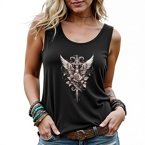 Eigso Retro Vintage Tank Top for Women WoWomen Y2K T-Shirt Oldschool Fancy Punk Shirt for Woman WoWoman Rocker Band Clothes