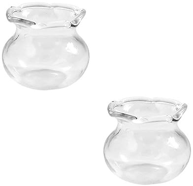 BESPORTBLE 2Pcs Mini Glass Fish Bowl Ornaments DIY Miniature Dollhouse Aquarium Decoration for Craft Collectors and Hands Play
