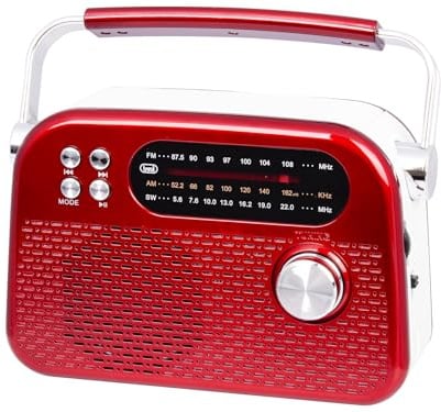 Trevi RDA 70 BR Radio Portatile Wireless Multibanda FM AM SW con USB, Micro SD, MP3 e Batteria Ricaricabile al Litio, Compatta, Versatile e Ideale per Viaggi, Rosso