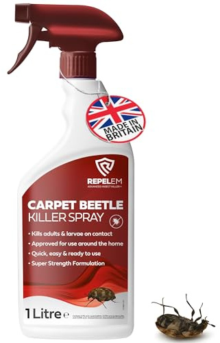 REPELEM Carpet Beetle Killer Spray - Low Toxicity, Instant Action 1L | Professional Strength Insecticide, Kills Carpet Bugs & Larvae at All Life Stages, For Carpets & Furnishings