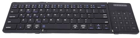 Tosuny Faltbare Bluetooth Tastatur mit Touchpad, Kabellose Klapptastatur mit Nummernblock, Volle Größe und Wiederaufladbar, Tragbare Reisetastatur für Tablet Laptop