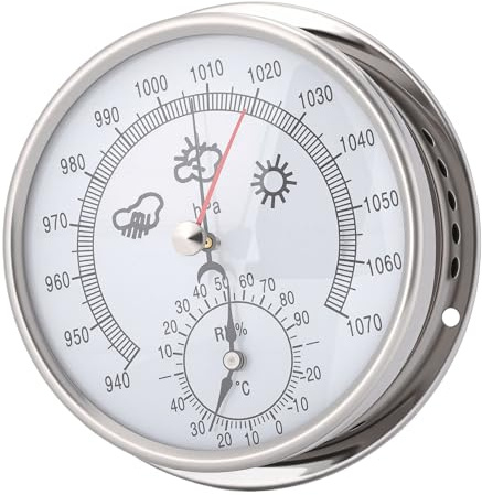 Aramox 5,2 Zoll Edelstahl-Barometer-Hygrometer, Mechanisches Multifunktionsgerät mit Einem Bereich von -20–120 °F, Ideal für Boote und Zuhause