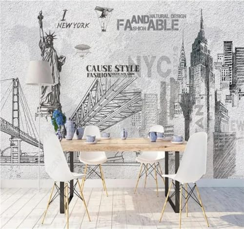 XLMING Architecture Grise Dessinée À La Main Personnages Art 3D Papier Peint Luxe Décoration Manger Adulte Intérieure Salon Canapé Chambre Fond TV Mur-430cm×300cm