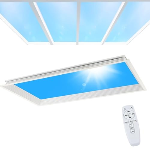 Luz de Cielo Azul Inteligente, Lámpara de Techo con Luz Diurna Natural de Cielo Azul, Lámpara Solar que Simula la Irradiación de la Luz del Sol, Claraboya Artificial con Brillo Ajustable