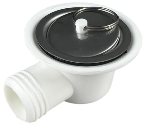 Desagüe angular de plástico blanco con sifón y tapa de 25 mm para caravanas y barcos