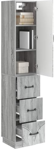 vidaXL Schrankset 2 pcs Grau Sonoma 33 x 34,5 x 87 cm Holzwerkstoff, Effiziente Aufbewahrung, Moderner Schrank mit Schiebetür, Vielseitiger Organizer für Büro und Haushalt