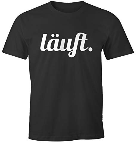 MoonWorks Cooles lustiges Herren T-Shirt - läuft - Fun-Shirt anthrazit XL