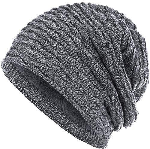 Compagno Wintermütze warm gefütterte Mütze Wabenmuster Beanie meliert Einheitsgröße, Farbe:Hellgrau meliert