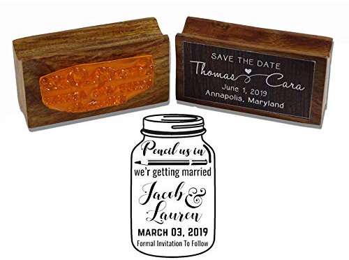Printtoo Custom Mason Jar Wedding Invitation Save The Date Personalized Wood Mounted Rubber Stamp