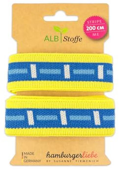 ALB Stoffe Stripe Me Icon Wanderlust Band giallino-Bluette-Azzuro-weiß