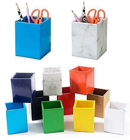 10 Pack Square Paper Pen Holder, Creative Desktop Office Stationery Storage Box Pencil Holder Organizer (Multicolor)