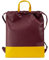 DUDU Beutel-Rucksack aus Leder für Damen Sportlich-moderner Look Beutel-Tasche mit Kordelzug und dünnen Tragegurten aus Leder Burgundy