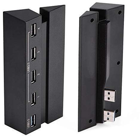 Wendry 5 Port USB Hub für PS4, USB 3.0 2.0 Hochgeschwindigkeits-Erweiterungs-Hub-Ladegerät Controller Splitter Expander Speziell für die PS4-Spielekonsole entwickelt