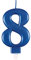 Unique Party Supplies 19618 Metallische Geburtstagskerze - Zahl 8 - Blau