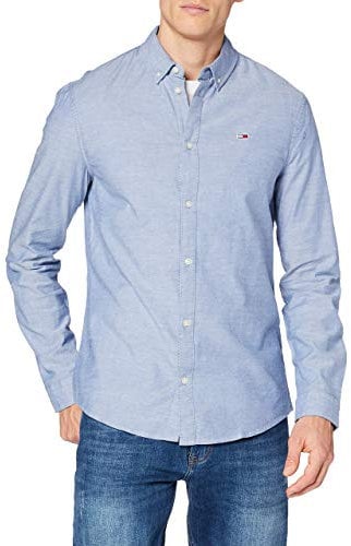 Tommy Jeans Herren Hemd TJM Slim Langarm, Blau (Twilight Navy), L